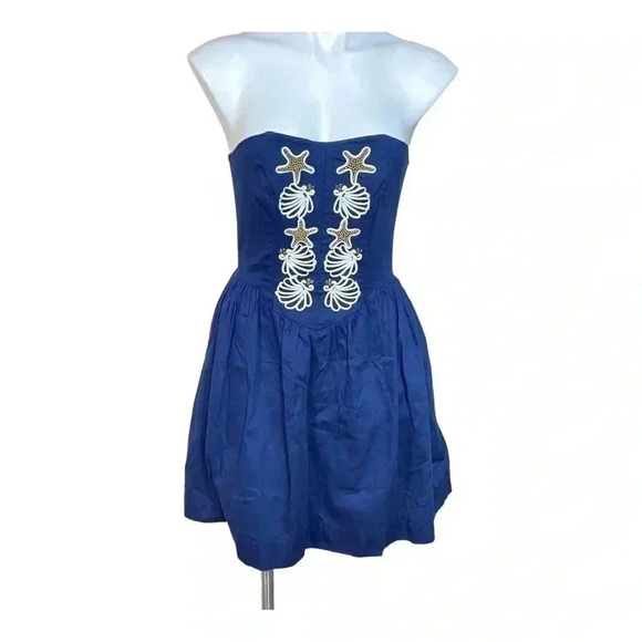 Lilly Pulitzer Mayfield Starfish Seashell Strapless Mini Dress fishermancore 4 - Picture 1 of 4